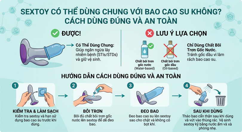 sextoy có thể dùng chung với bao cao su không