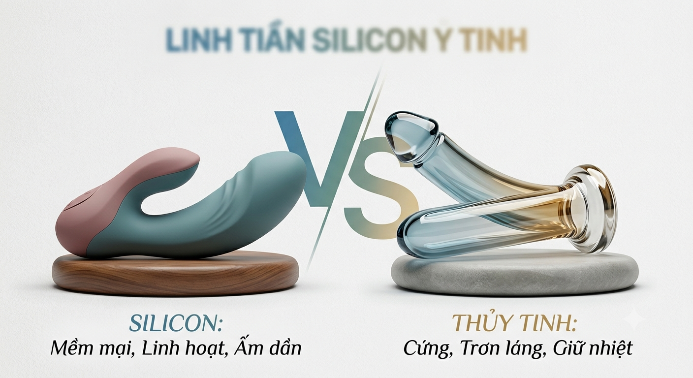 so sánh dương vật giả silicon và thủy tinh