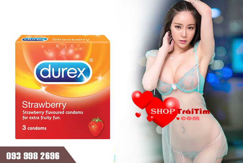 Bao cao su Durex Strawberry hương dâu tây quyến rũ