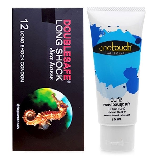 Combo Bao Cao Su Kéo Dài Double Safe Long Shock + Gel Bôi Trơn OneTouch