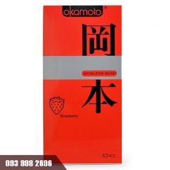 Bao cao su Okamoto Skinless Skin Strawberry hộp 10 chiếc