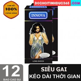 Bao Cao Su Innova Long Shock Super Dotted Siêu Kéo Dài Thời Gian Yêu Kết Hợp Gân Gai Phủ Toàn Thân